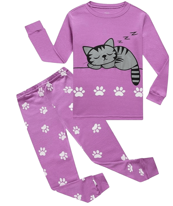 KikizYe conjunto de pijamas para niñas – pijama de manga larga de algodón, cómodo y suave para dormir