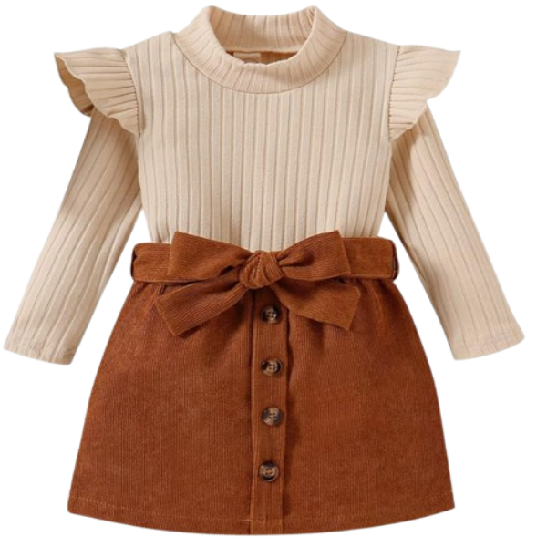 Baby girl autumn outfit – plaid long-sleeved romper with suspender skirt and headband, spring clothes